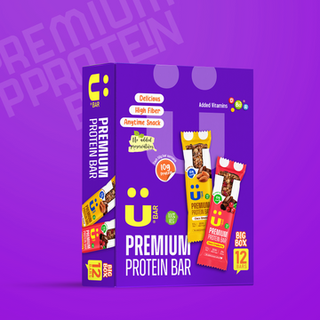 Premium Protein Bar - Variety Big Box - Choco Cranberry and Choco Almond- Ubar - 10 Grams Protein in each 50 Grams Bar (Pack of 12, 600gm)
